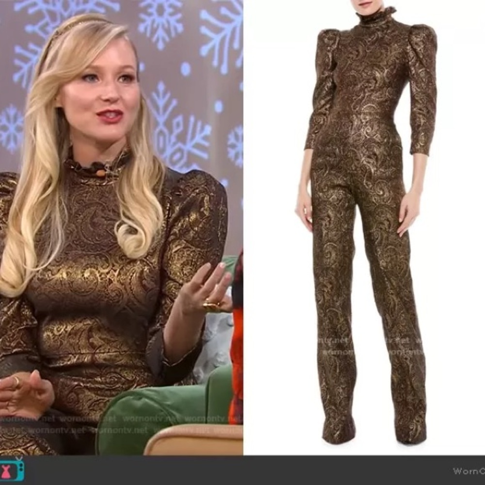 ALICE + OLIVIA Jorah metallic brocade wide-leg jumpsuit NWOT